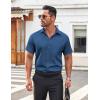 imageCOOFANDY Mens Casual Button Down Shirt Short Sleeve Wrinkle Free Dress Shirt Beach Summer Wedding ShirtNavy Blue