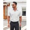 imageCOOFANDY Mens Casual Button Down Shirt Short Sleeve Wrinkle Free Dress Shirt Beach Summer Wedding ShirtWhite