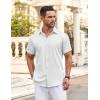 imageCOOFANDY Mens Casual Button Down Shirt Short Sleeve Wrinkle Free Dress Shirt Beach Summer Wedding ShirtWhite