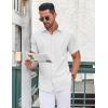 imageCOOFANDY Mens Casual Button Down Shirt Short Sleeve Wrinkle Free Dress Shirt Beach Summer Wedding ShirtWhite
