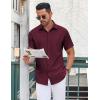 imageCOOFANDY Mens Casual Button Down Shirt Short Sleeve Wrinkle Free Dress Shirt Beach Summer Wedding ShirtWine Red