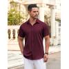 imageCOOFANDY Mens Casual Button Down Shirt Short Sleeve Wrinkle Free Dress Shirt Beach Summer Wedding ShirtWine Red