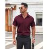 imageCOOFANDY Mens Casual Button Down Shirt Short Sleeve Wrinkle Free Dress Shirt Beach Summer Wedding ShirtWine Red