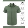 imageCOOFANDY Mens Wrinkle Free Dress Shirt Polka Dot Short Sleeve Button Down Business Casual ShirtsArmy Green