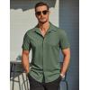 imageCOOFANDY Mens Wrinkle Free Dress Shirt Polka Dot Short Sleeve Button Down Business Casual ShirtsArmy Green
