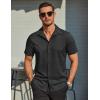 imageCOOFANDY Mens Wrinkle Free Dress Shirt Polka Dot Short Sleeve Button Down Business Casual ShirtsBlackpolka Dots