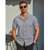 imageCOOFANDY Mens Wrinkle Free Dress Shirt Polka Dot Short Sleeve Button Down Business Casual ShirtsBlacksquare