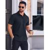 imageCOOFANDY Mens Wrinkle Free Dress Shirt Polka Dot Short Sleeve Button Down Business Casual ShirtsBlue Black
