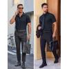 imageCOOFANDY Mens Wrinkle Free Dress Shirt Polka Dot Short Sleeve Button Down Business Casual ShirtsBlue Black