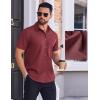 imageCOOFANDY Mens Wrinkle Free Dress Shirt Polka Dot Short Sleeve Button Down Business Casual ShirtsBurgundy