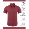 imageCOOFANDY Mens Wrinkle Free Dress Shirt Polka Dot Short Sleeve Button Down Business Casual ShirtsBurgundy