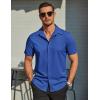 imageCOOFANDY Mens Wrinkle Free Dress Shirt Polka Dot Short Sleeve Button Down Business Casual ShirtsDark Blue