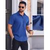 imageCOOFANDY Mens Wrinkle Free Dress Shirt Polka Dot Short Sleeve Button Down Business Casual ShirtsDark Blue