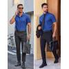imageCOOFANDY Mens Wrinkle Free Dress Shirt Polka Dot Short Sleeve Button Down Business Casual ShirtsDark Blue