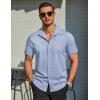imageCOOFANDY Mens Wrinkle Free Dress Shirt Polka Dot Short Sleeve Button Down Business Casual ShirtsLight Bluesquare