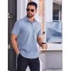 imageCOOFANDY Mens Wrinkle Free Dress Shirt Polka Dot Short Sleeve Button Down Business Casual ShirtsLight Bluesquare