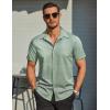 imageCOOFANDY Mens Wrinkle Free Dress Shirt Polka Dot Short Sleeve Button Down Business Casual ShirtsLight Greenflower