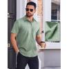 imageCOOFANDY Mens Wrinkle Free Dress Shirt Polka Dot Short Sleeve Button Down Business Casual ShirtsLight Greenflower