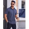 imageCOOFANDY Mens Wrinkle Free Dress Shirt Polka Dot Short Sleeve Button Down Business Casual ShirtsNavy Bluesquare