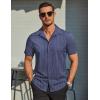 imageCOOFANDY Mens Wrinkle Free Dress Shirt Polka Dot Short Sleeve Button Down Business Casual ShirtsNavy Bluesquare