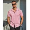 imageCOOFANDY Mens Wrinkle Free Dress Shirt Polka Dot Short Sleeve Button Down Business Casual ShirtsPink
