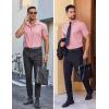 imageCOOFANDY Mens Wrinkle Free Dress Shirt Polka Dot Short Sleeve Button Down Business Casual ShirtsPink