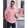 imageCOOFANDY Mens Wrinkle Free Dress Shirt Polka Dot Short Sleeve Button Down Business Casual ShirtsPink