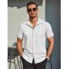 imageCOOFANDY Mens Wrinkle Free Dress Shirt Polka Dot Short Sleeve Button Down Business Casual ShirtsWhite