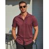 imageCOOFANDY Mens Wrinkle Free Dress Shirt Polka Dot Short Sleeve Button Down Business Casual ShirtsWine Redpolka Dots