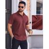 imageCOOFANDY Mens Wrinkle Free Dress Shirt Polka Dot Short Sleeve Button Down Business Casual ShirtsWine Redpolka Dots