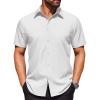 imageCOOFANDY Mens Wrinkle Free Dress Shirt Polka Dot Short Sleeve Button Down Business Casual ShirtsWhite