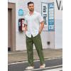imageCOOFANDY Mens Casual Linen Cotton Pants Elastic Waist Summer Beach Trousers Lightweight Yoga Vacation PantsArmy Green