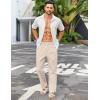 imageCOOFANDY Mens Casual Linen Cotton Pants Elastic Waist Summer Beach Trousers Lightweight Yoga Vacation PantsBeige
