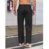 imageCOOFANDY Mens Casual Linen Cotton Pants Elastic Waist Summer Beach Trousers Lightweight Yoga Vacation PantsBlack