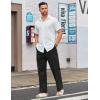 imageCOOFANDY Mens Casual Linen Cotton Pants Elastic Waist Summer Beach Trousers Lightweight Yoga Vacation PantsBlack
