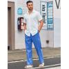 imageCOOFANDY Mens Casual Linen Cotton Pants Elastic Waist Summer Beach Trousers Lightweight Yoga Vacation PantsBlue