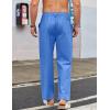 imageCOOFANDY Mens Casual Linen Cotton Pants Elastic Waist Summer Beach Trousers Lightweight Yoga Vacation PantsBlue