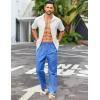 imageCOOFANDY Mens Casual Linen Cotton Pants Elastic Waist Summer Beach Trousers Lightweight Yoga Vacation PantsBlue
