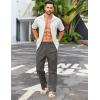 imageCOOFANDY Mens Casual Linen Cotton Pants Elastic Waist Summer Beach Trousers Lightweight Yoga Vacation PantsDeep Grey
