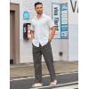 imageCOOFANDY Mens Casual Linen Cotton Pants Elastic Waist Summer Beach Trousers Lightweight Yoga Vacation PantsDeep Grey