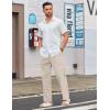 imageCOOFANDY Mens Casual Linen Cotton Pants Elastic Waist Summer Beach Trousers Lightweight Yoga Vacation PantsLight Khaki