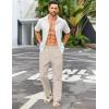 imageCOOFANDY Mens Casual Linen Cotton Pants Elastic Waist Summer Beach Trousers Lightweight Yoga Vacation PantsLight Khaki