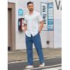 imageCOOFANDY Mens Casual Linen Cotton Pants Elastic Waist Summer Beach Trousers Lightweight Yoga Vacation PantsMarine Blue