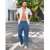 imageCOOFANDY Mens Casual Linen Cotton Pants Elastic Waist Summer Beach Trousers Lightweight Yoga Vacation PantsMarine Blue