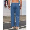 imageCOOFANDY Mens Casual Linen Cotton Pants Elastic Waist Summer Beach Trousers Lightweight Yoga Vacation PantsMarine Blue