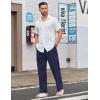 imageCOOFANDY Mens Casual Linen Cotton Pants Elastic Waist Summer Beach Trousers Lightweight Yoga Vacation PantsNavy Blue