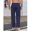 imageCOOFANDY Mens Casual Linen Cotton Pants Elastic Waist Summer Beach Trousers Lightweight Yoga Vacation PantsNavy Blue