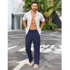 imageCOOFANDY Mens Casual Linen Cotton Pants Elastic Waist Summer Beach Trousers Lightweight Yoga Vacation PantsNavy Blue