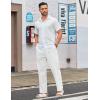 imageCOOFANDY Mens Casual Linen Cotton Pants Elastic Waist Summer Beach Trousers Lightweight Yoga Vacation PantsWhite