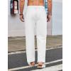 imageCOOFANDY Mens Casual Linen Cotton Pants Elastic Waist Summer Beach Trousers Lightweight Yoga Vacation PantsWhite